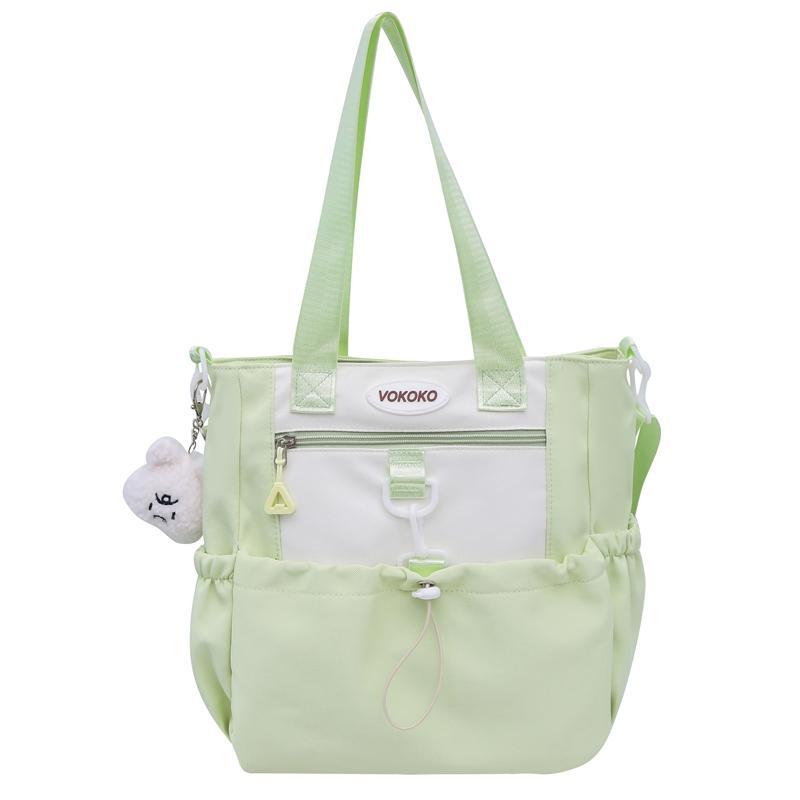 Girls Contrast Shoulder Bag Large Capacity Student Book Bag