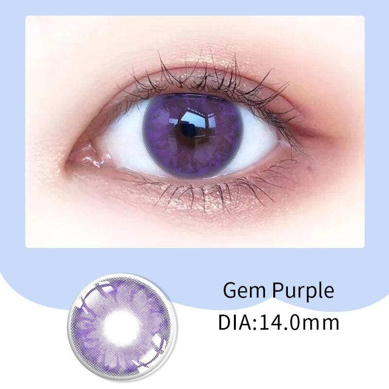 Фиолетовые контактные линзы для близорукости. Фиолетовые контактные линзы 14,0 мм. Цветные линзы с диоптрийной корректировкой глаз по рецепту. Ежегодно, 1 пара.(2 куска)