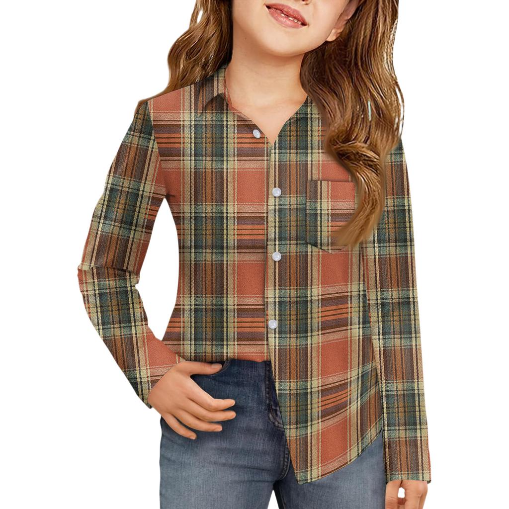 Girls' Button-Down Shirt - Long Sleeve Blouse