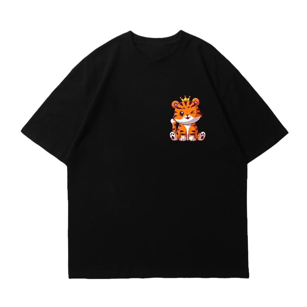 Tiger Cute Pattern T-shirt for Men and Women T-shirt for Women T-shirt Large Size LENGAN PENDEK Korean Top Animal Shirts