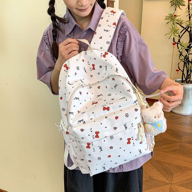 Школьная сумка Корейская версия ins Мультяшный Рюкзак Hello Kitty Женский Большой Вместимости Студенческий Школьный Рюкзак в Колледж Стиле Милый Универсальный Рюкзак