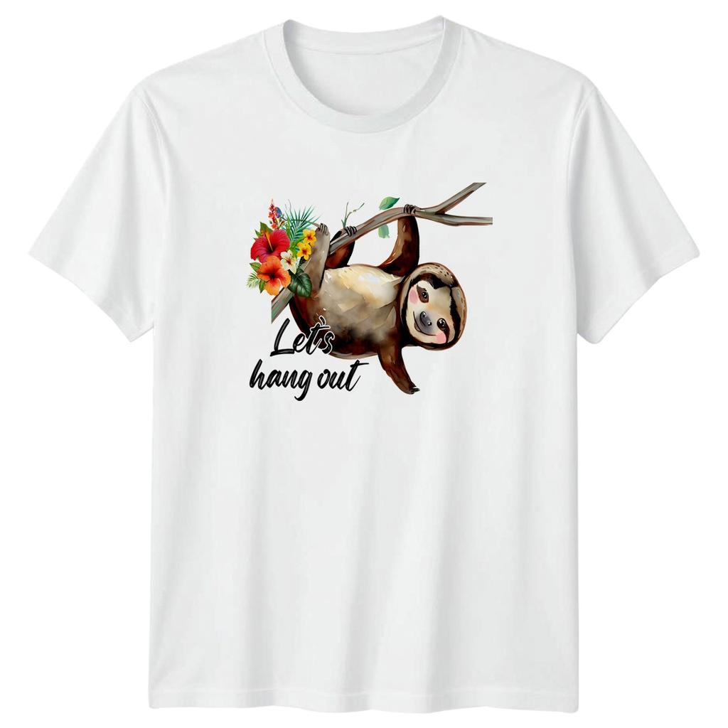 Lets Hang Out TShirt Sloth Tropical Animal Nature Birthday Gift For Him And Her