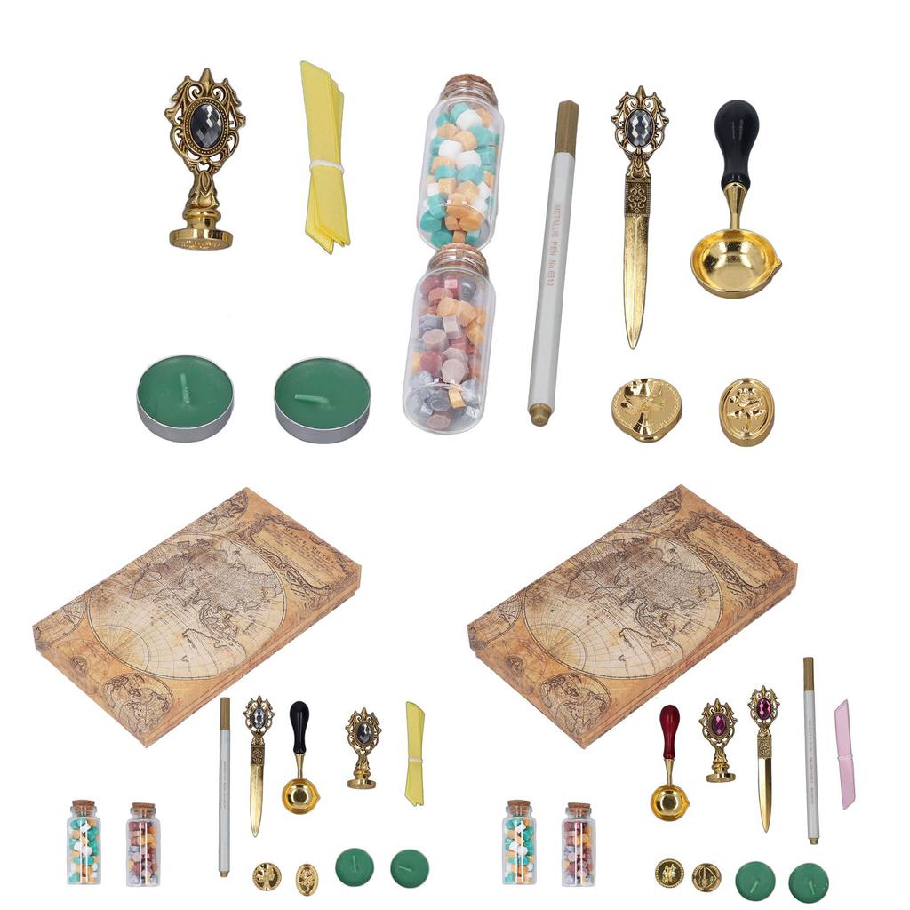 Набор восковых штампов в европейском стиле в стиле ретро, конверты для ручной работы, набор для запечатывания воска огнестойкой краской, подарок 