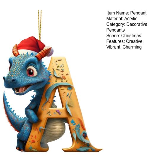 Рождественская елка Подвеска Мультфильм Динозавр Письмо Украшение для дома Окно автомобиля 2D Плоский