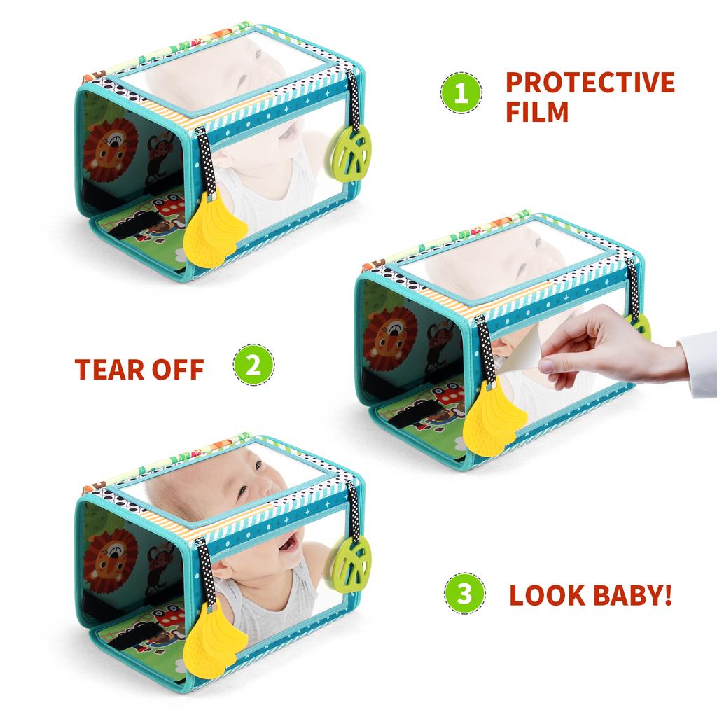 Детская тканевая книга с искажающим зеркалом, мягкая мультяшная, интерактивные сенсорные книги для родителей и детей, развивающие игрушки Монтессори для малышей