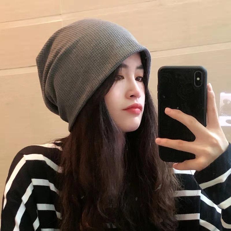 Black Hat Women's Knitted Pile Cap Baotou New Fashion Spring and Autumn Annals