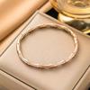 Stainless Steel Women's Bracelet with Diamonds and Four-Leaf Clover Studs - Non-fading, Cross-border Design.