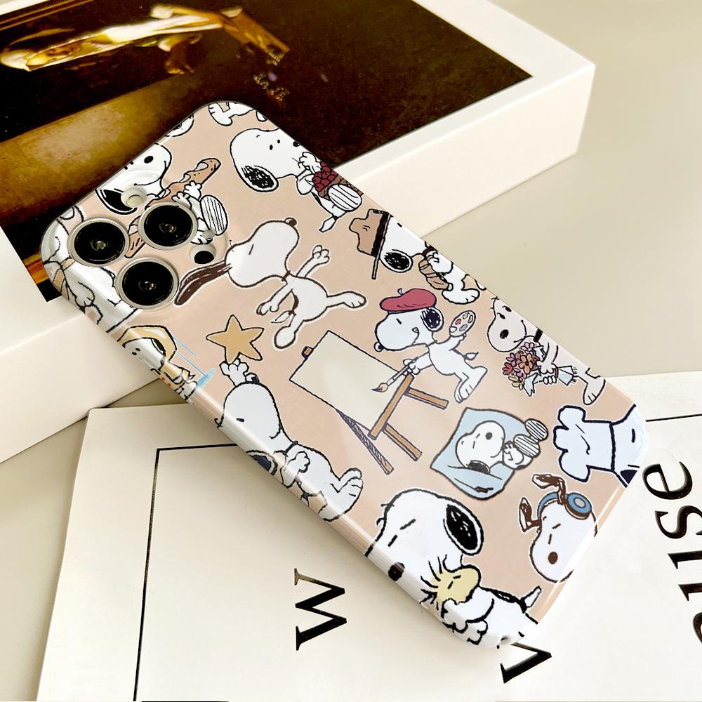MINISO Милый чехол для телефона S-Snoopy Dog для iPhone 16 15 14 13 12 11 Plus Pro Max Mini Всесторонний прочный персонализированный чехол