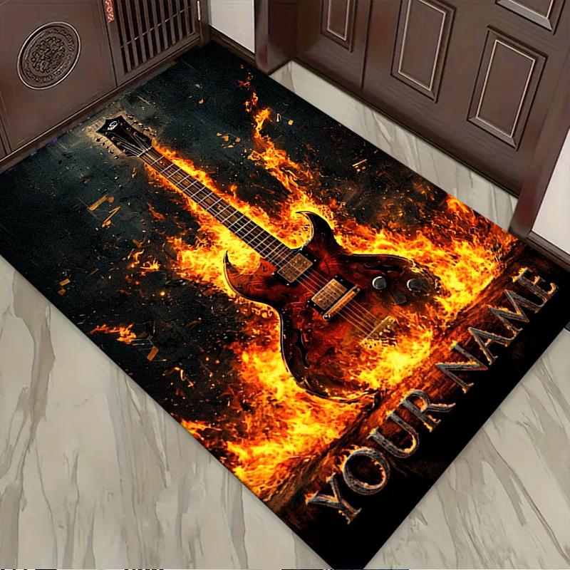 Name Custom Guitar Carpet Rug for Living Room Bedroom Home Sofa Decoration,Kids play Non-slip Floor Mat