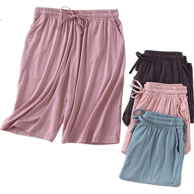 LangSha Women's Sleep Shorts, Modal Fabric, Lightweight for Summer, Knee-Length, Home Wear, Loose Shorts, Silk-Like Material, Ladies' Shorts