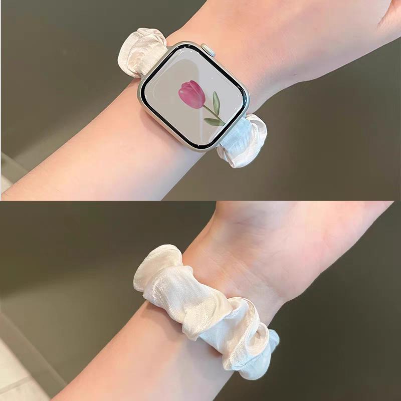 Chiffon elastic force loop For Apple Watch band women 10/9/8/7/6/5/4/3 SE 38mm 40mm 41mm 42mm 44mm 45mm 46mm 49mm Strap