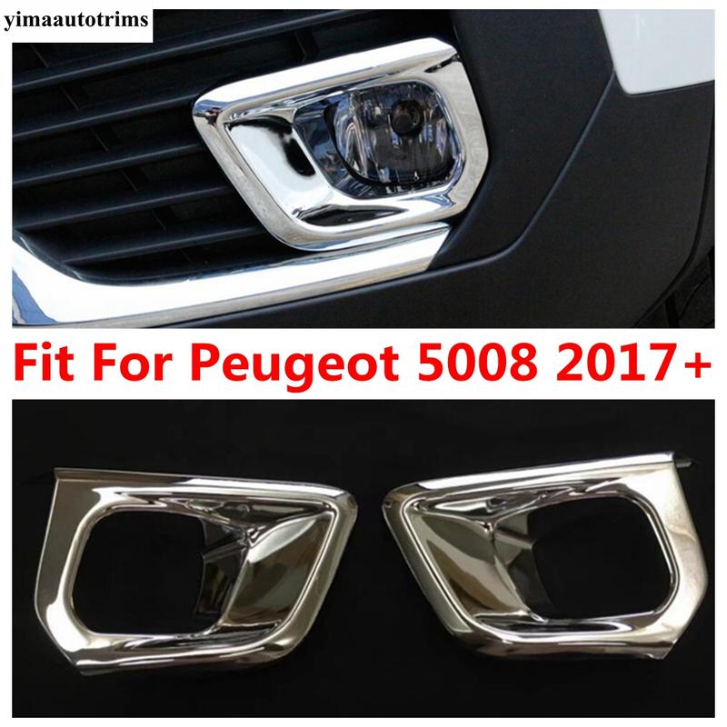 For Peugeot 5008 2017 - Car Front Fog Lights Lamps Frame Decoration Cover Trim ABS Chrome Accessories Exterior Refit Kit