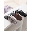 Niche Woven Hollow Mesh Yarn One-word Sandals Women 2025 New Fashion Flat Bottom with Skirt Breathable Bag Head Sandals