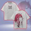 Zero Two Darling In The Franxx Футболка Аниме Винтаж Y2k Стиранная Футболка Повседневная С Коротким Рукавом Хлопковые Футболки Топы Мужская Женская Унисекс Одежда