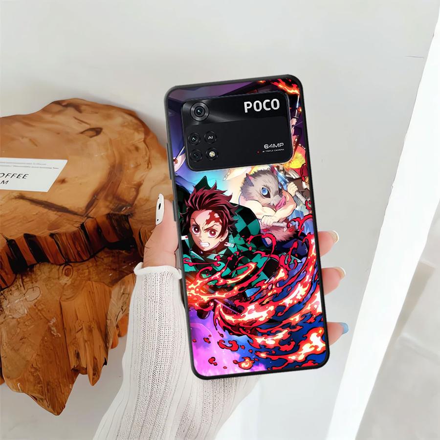 Black Soft Phone Cover Case for Xiaomi Poco C71 M3 M4 M7 Pro C50 F1 C61 M5 C75 F3 X3 X4 X5 X7 Pro C40 Anime D-Demon S-Slayer