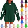 Women's Solid Color Bow Long Sleeved Loose Fitting Headband With Rope Hooded Sweatshirt Top