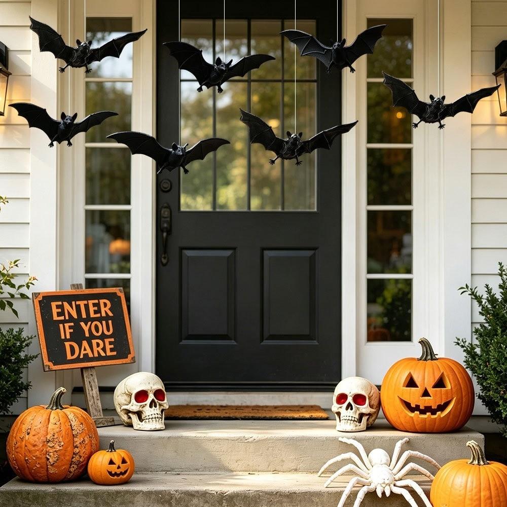 3D Black Bat Bat Decorative Hanging Pendant Gothic Style Flying Bat Wind Chime Garden Porch