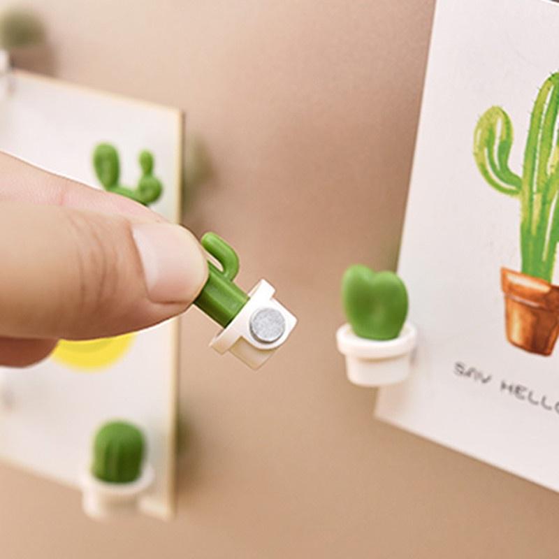 6pcs Cute Succulent Plant Magnet Button Cactus Refrigerator Message Sticker Kitchen Restaurant and