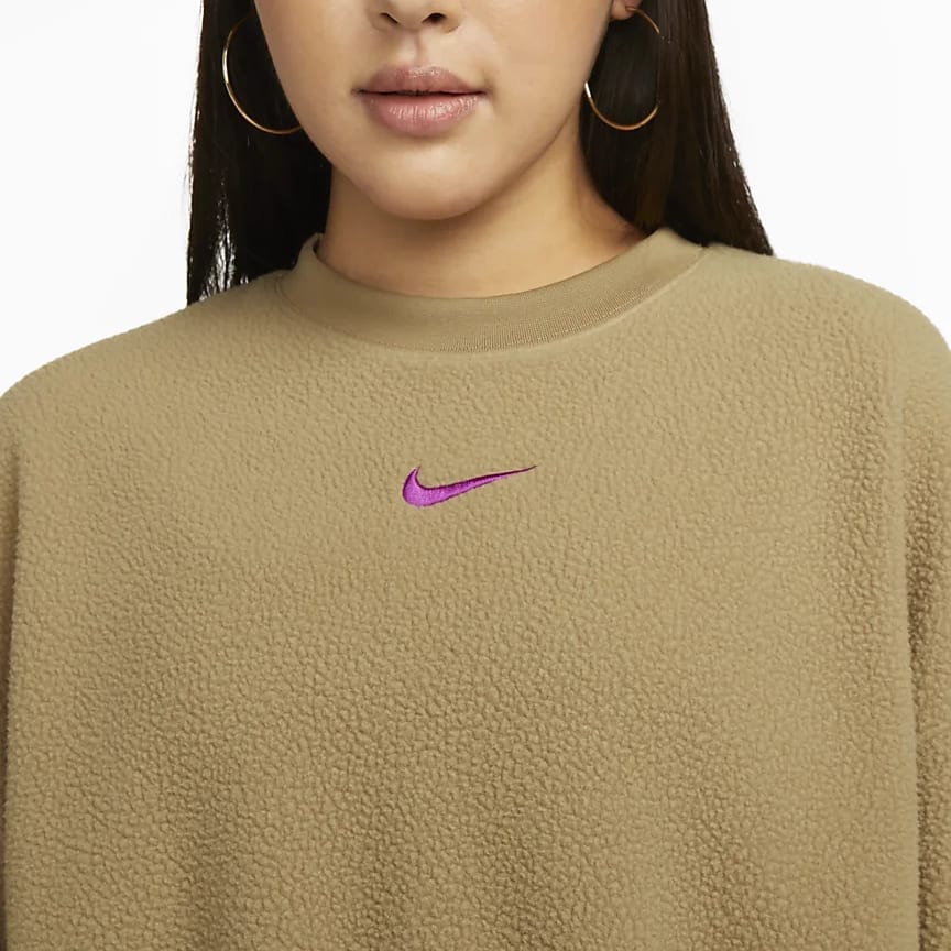 Nike Свитшоты Женские Верблюжий Круглый вырез Умеренный Обычный DQ6845-258