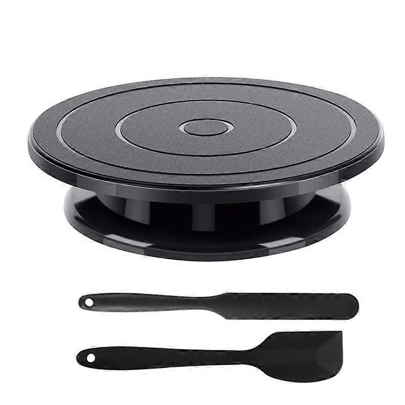 Black cake turntable plastic decorating turntable diy baking tool set cream scraper spatula 1