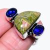 Унакит, Топаз Ручная работа 925 Стерлинговое серебро Ювелирное кольцо Размер 7.5 q5w09