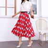 Fashion  New Cartoon Print Pleated Skirt For Women Chic Wild High Waist Elastic Skirt Street Wear
