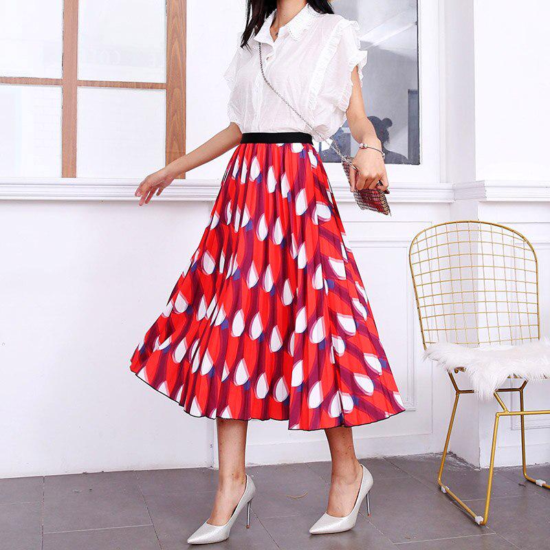 Fashion New Cartoon Print Pleated Skirt For Women Chic Wild High Waist Elastic Skirt Street Wear