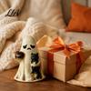 Cute Resin Ghost Figurines Halloween Figurine, Tabletop Ornament with Black Cat And Whimsical for Coffee Cup Decor Home Office Bookshelf