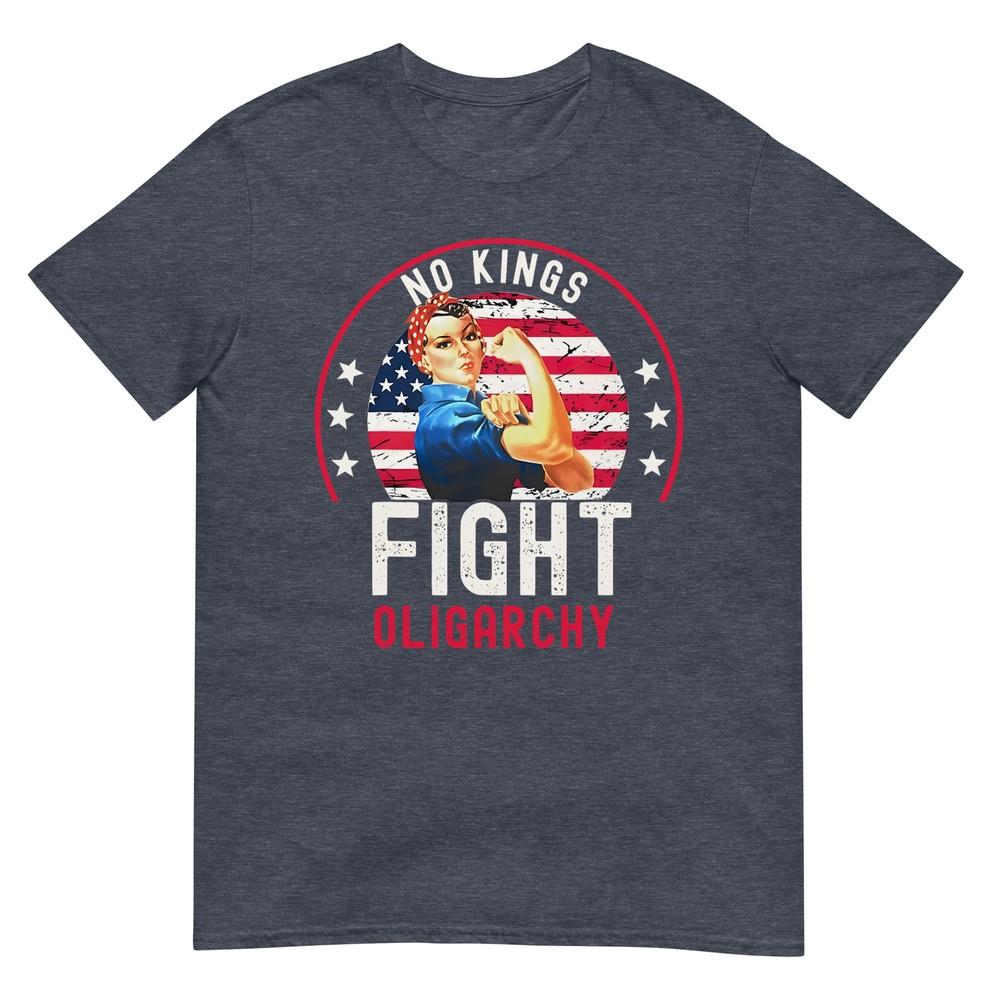 Vintage No Kings Fight Oligarchy Unisexs Girl America Flag TShirt