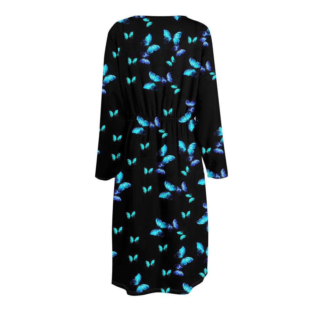 Женское модное платье свободного кроя с цветочным и лиственным принтом