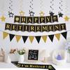 Retirement Party Decorations Black and Gold Happy Retirement Banner Gold Glitter Pennant Flag Banner Star Hanging Swirls and Sash Retired Party
