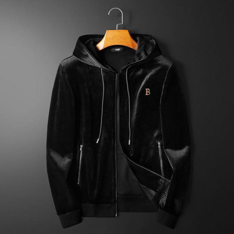 Z European Station мужской повседневный золотой бархатный костюм-двойка с капюшоном - свободный крой для осени и зимы