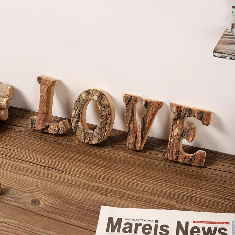 Вместе с Bark Массив дерева Ретро Деревянные Английские Буквы Алфавит Число для Кафетерия Бара Домашнее Украшение Винтажная Сделай Сам Буква