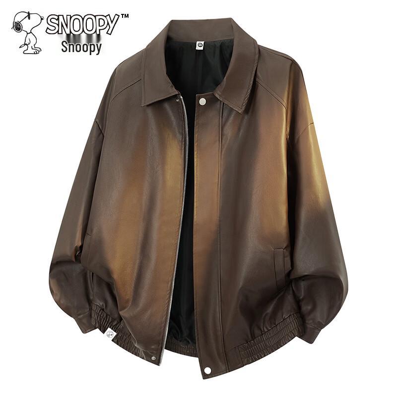 Snoopy American Vintage Style Faux Leather Casual Jacket