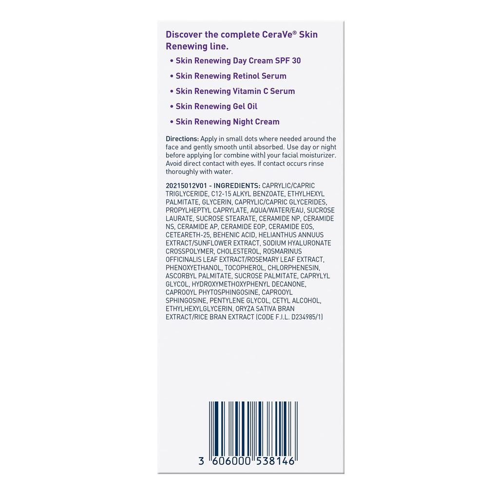 CeraVe Skin Renewing Gel Oil Face Moisturizer To Improve Skin Radiance - 1oz