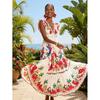 Женское платье с принтом в европейском летнем богемном тропическом стиле, плиссированное, на шнуровке, с V-образным вырезом