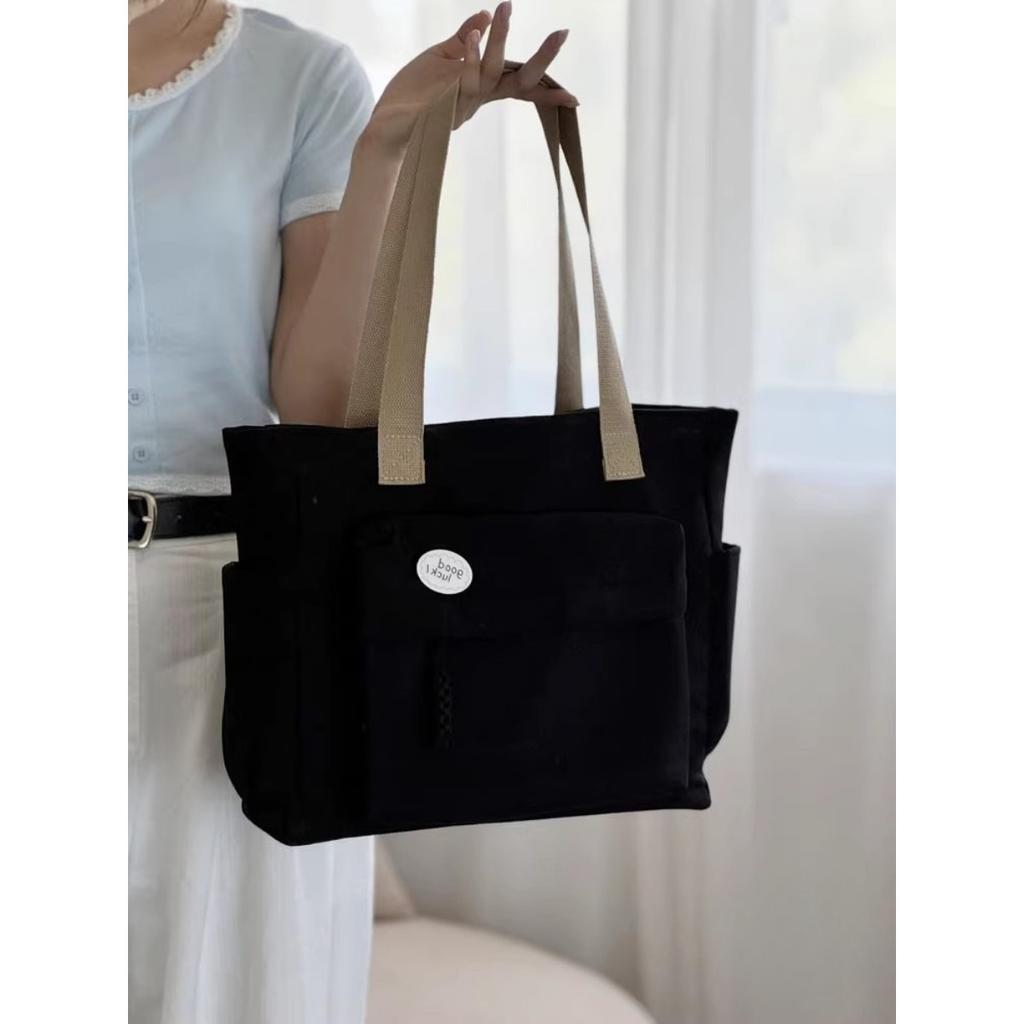 Original Design Japanese Knot Commuter Thick Nylon Tote Bag Casual Art Student Simple One Shoulder Handbag