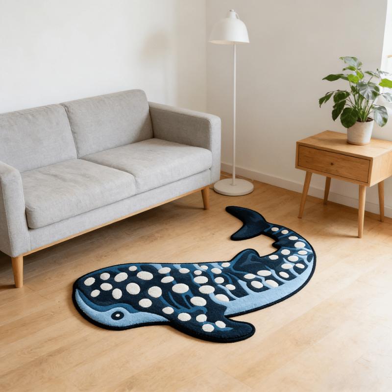 Whale Shark Shaped Bath Mat Soft Absorbent Non Slip Ocean Animal Rug for Kids Bedroom Bathroom Home Decor
