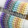 10mm Round Blue Purple Yellow Orange Green Gold Gray Brown White Pearl Shell Necklace DIY Women Girl Hand Made Jewelry Making