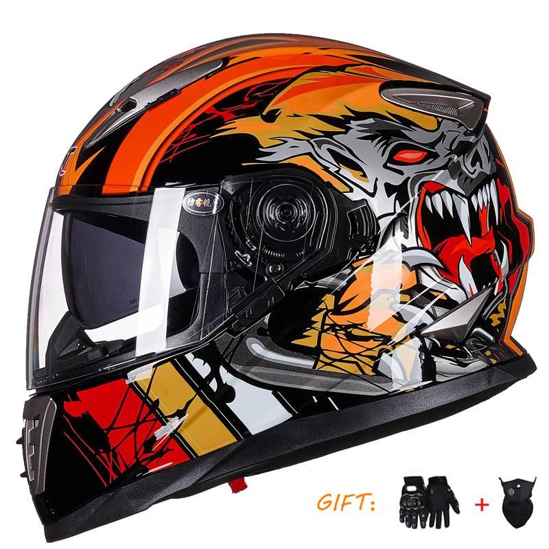 Full Face Motorcycle Helmet With Dual Lens Anti-Fog Ventilation System Adults All Season Use