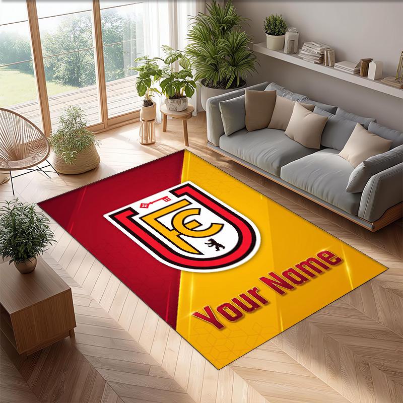 Union Berlin FC Printed Crystal Velvet Rug Non‑Slip Crystal Velvet Carpet For Sofa Bedroom Indoor Home Decoration