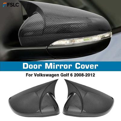 Car Decoration Ox Horn Door Mirror Cover For Volkswagen Golf 6 2008-2012 Carbon Fiber Car Rearview Accessories