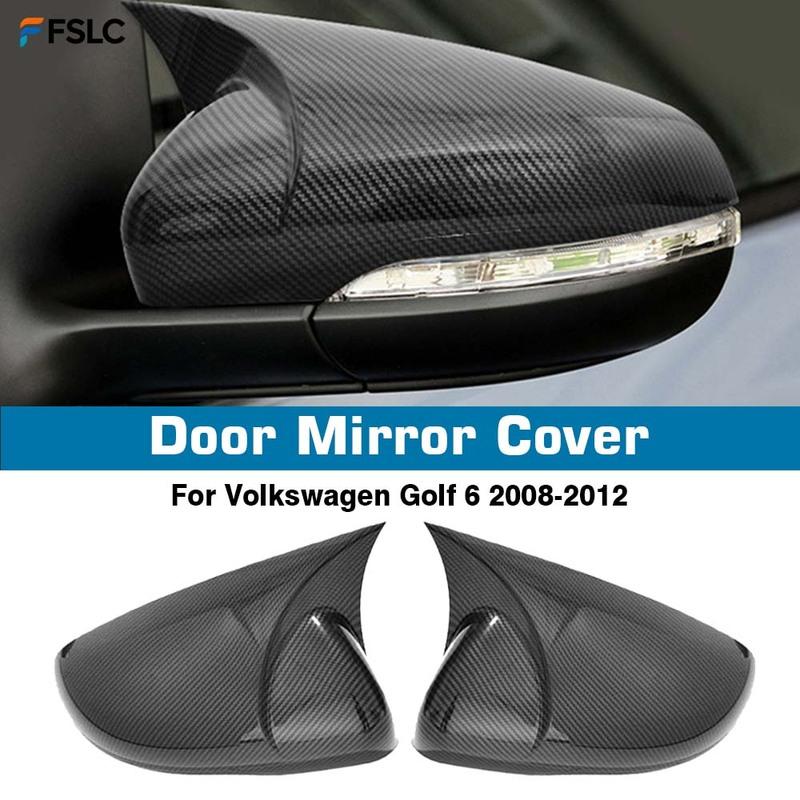 Car Decoration Ox Horn Door Mirror Cover For Volkswagen Golf 6 2008-2012 Carbon Fiber Car Rearview Accessories