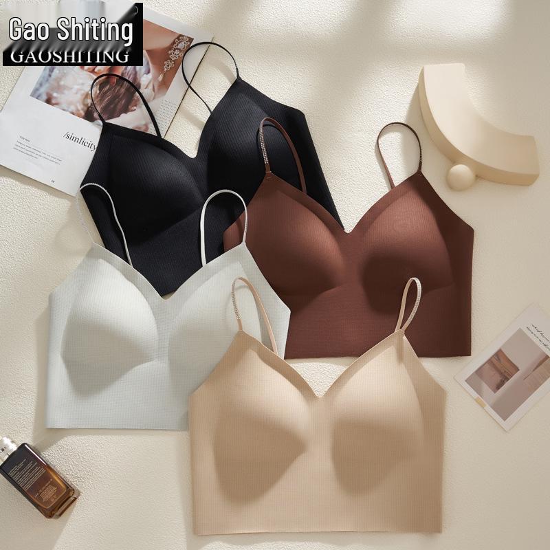 Женская осенне-зимняя майка на тонких бретелях со встроенным бюстгальтером и вкладышами