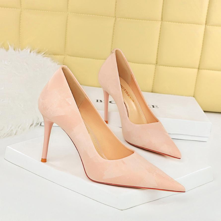 BIGTREE корейская версия, милые туфли на высоком каблуке-шпильке, высокий каблук с острым носком, педикюр, элегантные тонкие одинарные туфли, весенне-осенняя женская обувь