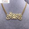 Personalized Custom Name Necklace Stainless Steel Diamond Crown Heart Pendant Necklace For Friendship Sister Women Fashion Gift