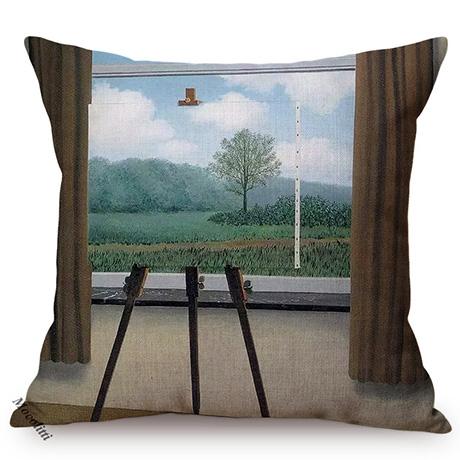 Nordic Surrealism Abstract Oil Painting Art Home Decor Cushion Cover Famous Painter Rene Magritte Works Linen Sofa Pillow Cover