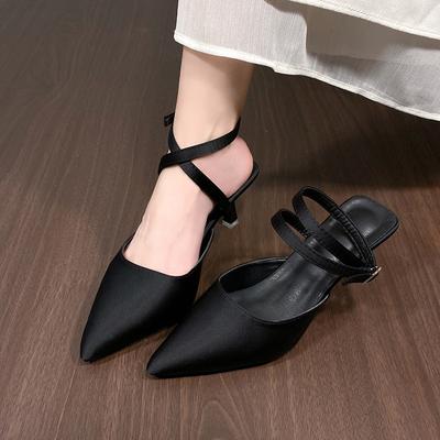 Нишевые туфли на высоком каблуке с юбочными сандалиями обувь новый летний темперамент остроносые телесные туфли