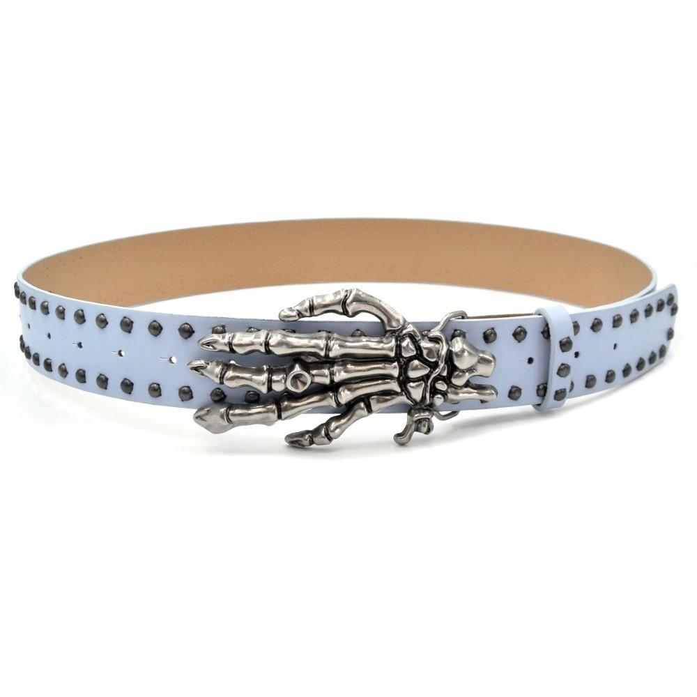 Wide Black Rivet Belt Cool Skeleton Claw Belt Vintage Skull Waistband Festival