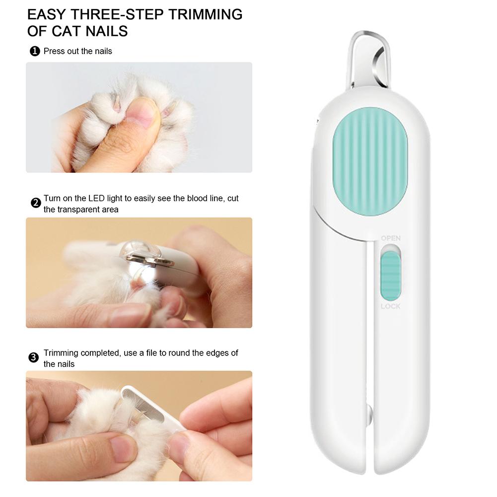 Когтерез для кошек, профессиональные ножницы для груминга со светодиодной подсветкой для котят, трудосберегающие триммеры для когтей домашних животных, товары для собак